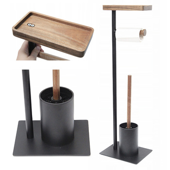 Metalowy stojak na papier toaletowy 3w1 Szczotka toaletowa wolnostojąca półka