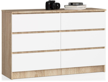 KOMODA K120 6SZ CLP PK DĄB SONOMA / BIAŁY