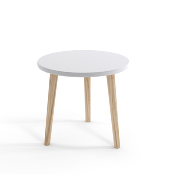 Stolik kawowy okrągły 67 cm na wysokich nogach - Biały mat