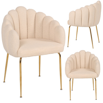 Krzesło tapicerowane FOGIA eleganckie GLAMOUR baranek BOUCLE teddy JUMIhome