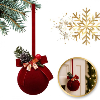 Bombka zawieszka na choinkę z kokardą i stroikiem, 1 sztuka 22cm WOZ48