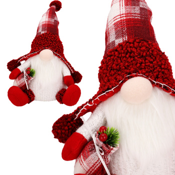 SKRZAT świąteczny KRASNAL gnom 38 cm Mikołaj DUŻY biały Świecący JUMIhome