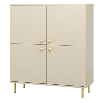 Wysoka komoda czterodrzwiowa Venus kaszmir złote metalowe nóżki