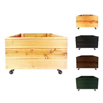 be4nature Doniczka kwadratowa modrzewiowa z kołami Nieimpregnowana 50 x 53 cm