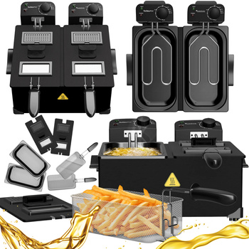 Frytownica frytkownica olejowa TurboTronic podwójna tradycyjna tłuszczowa na olej dwie komory 3600w 2x3L 6L Czarna