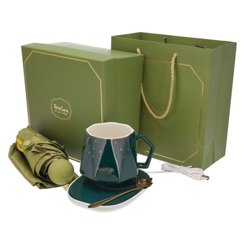 Zestaw prezentowy KUBEK parasola łyżka PODGRZEWACZ elektryczny upominkowy