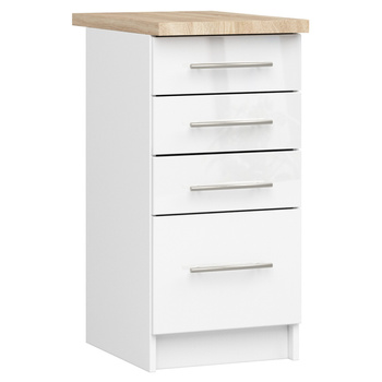 Szafka OLIWIA S40 SZ4 + BLAT BIAŁA / BIAŁY POŁYSK