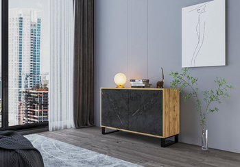 Komoda WOODSTONE 120 dąb artisan czarny kamień
