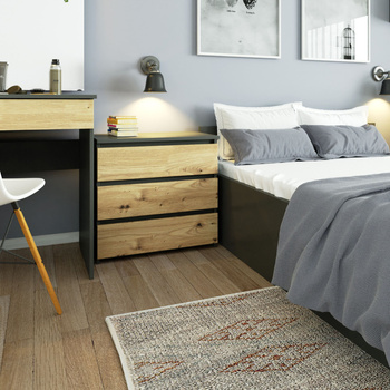 KOMODA CL3 3SZ CLP GRAFIT SZARY / DĄB ARTISAN