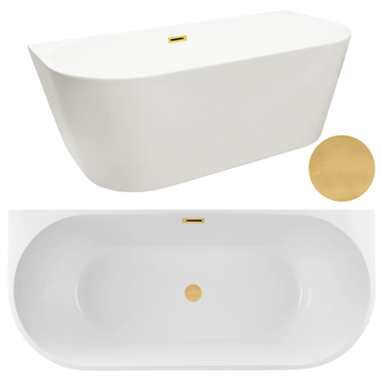 Wanna wolnostojąca przyścienna 170 x 80 cm biała z pokrywką GOLD - model 541