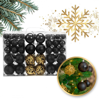 Komplet bombek bożonarodzeniowych 100szt. w opakowaniu czarne złote BSN65