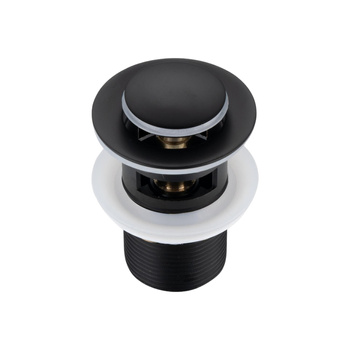 Korek umywalkowy mosiężny Klik Klak z przelewem Black- model 2