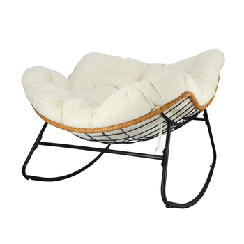 Bujany fotel kokon skandynawski XL Beżowy