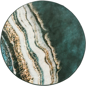 Dywan okrągły NOVO Strado nowoczesny do salonu marmurowy wzór velvet ZłotyBrzeg 120x120 cm