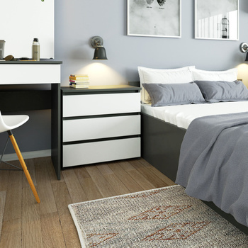 KOMODA CL3 3SZ CLP GRAFIT SZARY / BIAŁA