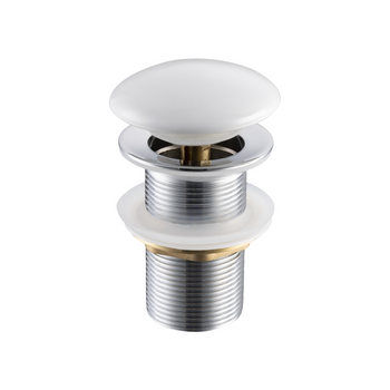 Korek umywalkowy mosiężny Klik Klak bez przelewu Ceramiczny biały- model 6