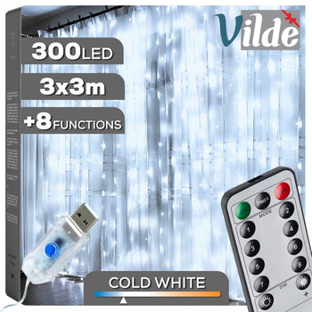 Kurtyna świetlna z pilotem 300 LED 3 m