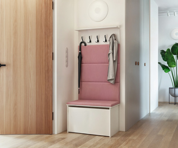 Szafka na buty z siedziskiem i wieszakiem ANDY panele różowe