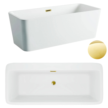 Wanna wolnostojąca 170 x 80 cm biała z pokrywką MIRROR GOLD - model 596