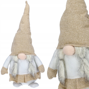 SKRZAT świąteczny KRASNAL gnom Mikołaj na święta DEKORACJA beżowy JUMIhome