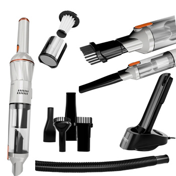 Odkurzacz ręczny TurboTronic bezprzewodowy bezworkowy samochodowy 7w1 Super mocny cichy Srebrny