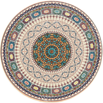 Dywan okrągły NOVO Strado nowoczesny beżowy deliktany wzór do salonu Orientalny 200x200 cm