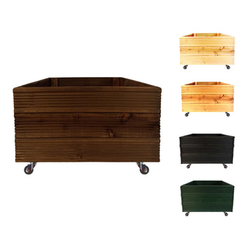 be4nature Doniczka kwadratowa modrzewiowa z kołami Brązowa 50 x 53 cm