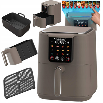 Frytownica beztłuszczowa 6L TurboTronic AIR Fryer metalowe wnętrze wyświetlacz cyfrowy 1500w Czarny