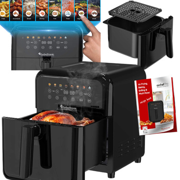 Frytownica beztłuszczowa TurboTronic air fryer metalowe wnętrze wyświetlacz 1600w 6L Czarna