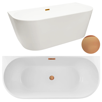 Wanna wolnostojąca przyścienna 150 x 75 cm biała z pokrywką COPPER - model 527