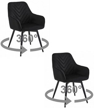 Krzesło NANA360 - czarny aksamit / nogi czarne x 2