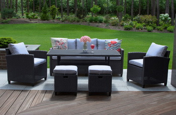 Zestaw mebli ogrodowych TECHNORATTAN stół sofa fotel komplet wypoczynkowy MILANO