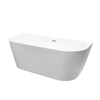 Wanna wolnostojąca przyścienna 150 x 75 cm biała z pokrywką CHROME - model 527