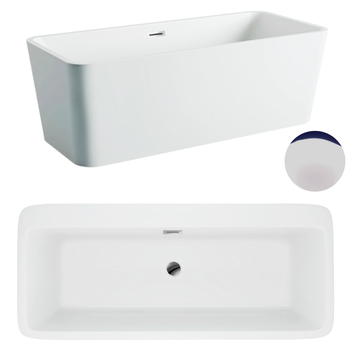 Wanna wolnostojąca 170 x 80 cm biała z pokrywką CHROME - model 596