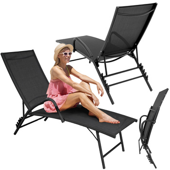 SKŁADANA LEŻANKA OGRODOWY REGULOWANE OPARCIE ALUMINIUM FOTEL PLAŻOWY LEŻAK