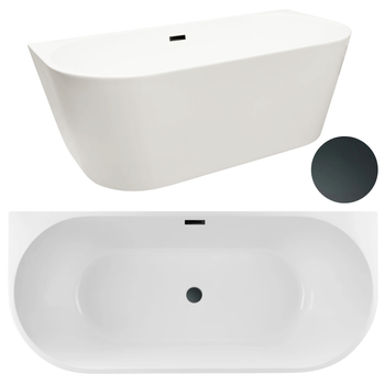 Wanna wolnostojąca przyścienna 150 x 75 cm biała z pokrywką BLACK - model 527