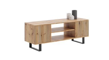 Szafka RTV 135 cm loft dąb craft złoty - lamele