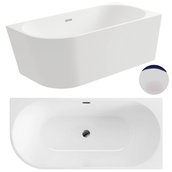 Wanna wolnostojąca narożna prawa 170 x 80 cm biała z pokrywką CHROME - model 589