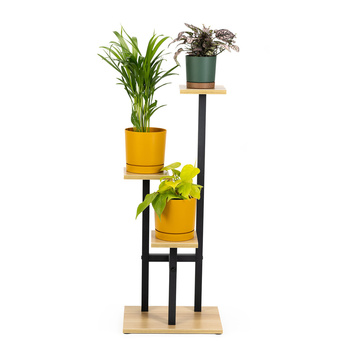 Uniwersalny stojak na kwiaty PEAK - czarny, 3-poziomowy na 3 doniczki