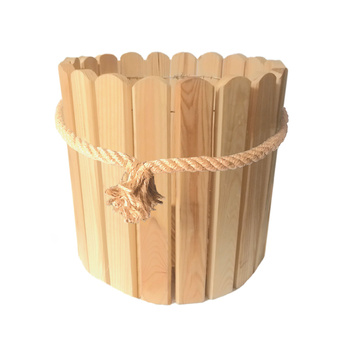 be4nature Doniczka okrągła sosnowa z liną jutową Naturalny z liną 33,5 x 30 cm