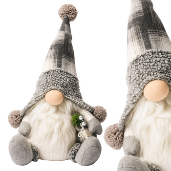 SKRZAT świąteczny KRASNAL gnom 38 cm Mikołaj DUŻY biały Świecący JUMIhome