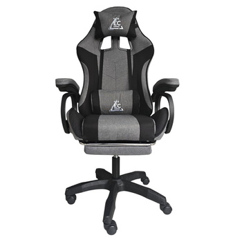 Fotel gamingowy obrotowy STRIKE z podnóżkiem i poduszkami, szary KO40SZ