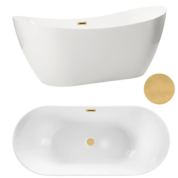 Wanna wolnostojąca 170 x 72 cm biała z pokrywką GOLD - model 602