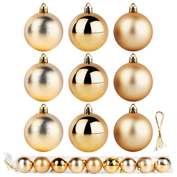Bombki choinkowe nietłukące złote 6 cm 9 szt.