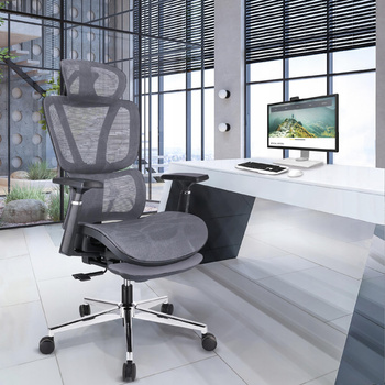 Fotel NEOVA szary z podnożkiem