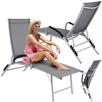 Leżanka aluminiowa SKŁADANA ogrodowa LEŻAK do ogrodu regulowane oparcie