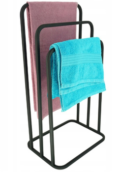 Nowoczesny Stojak Wieszak na Ręczniki 3 Ramienny Zaokrąglony Metal Loft CZARNY 017/W-16-3W-88C