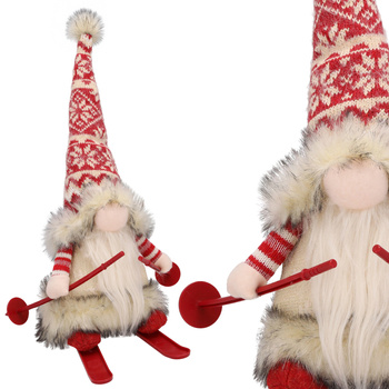 Skrzat MIKOŁAJ na sankach ŚWIECĄCY świąteczny 31 cm NA ŚWIĘTA gnom JUMI