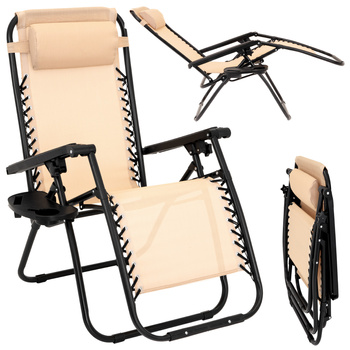 Leżak GRAVITY wielopozycyjny OGRODOWY składany PLAŻOWY turystyczny z półką