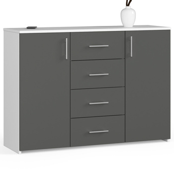 KOMODA K 45 110 cm BIAŁA / GRAFIT SZARY